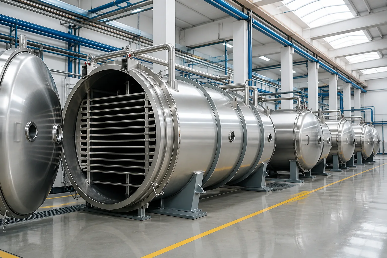 Industrial food freeze-dryer production hall